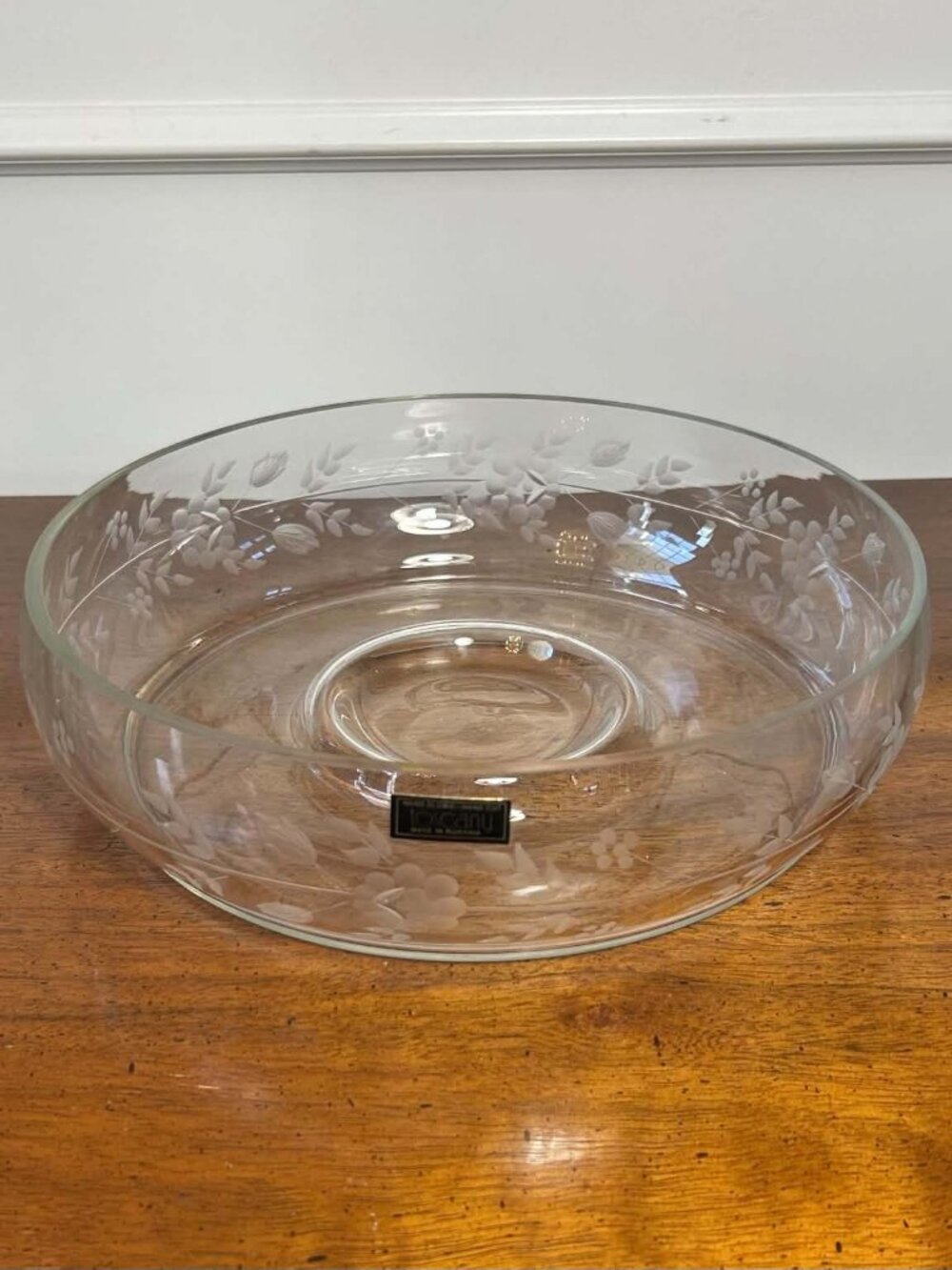 Vintage Toscany Hand Blown Hand Cut Crystal Chip and Dip Bowl 11" Romania